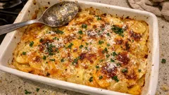 Butternut squash and potato gratin with a golden cheese crust (easy oven bake)