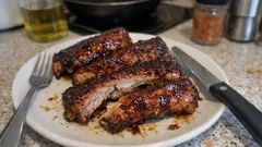 Sticky Honey & Soy Oven-Baked Pork Ribs – slow-roasted, then caramelised